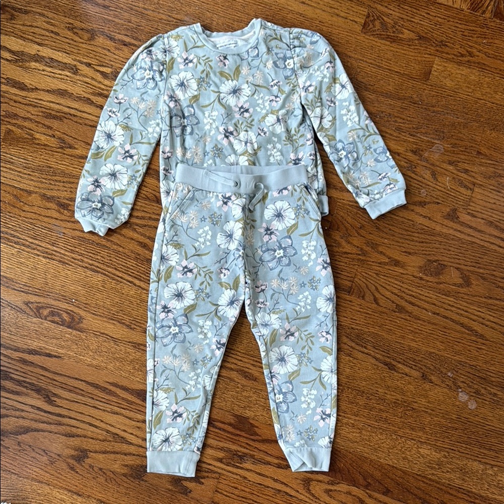 Cupcakes & Cashmere Blue Floral Sweatshirt and Sweatpants set